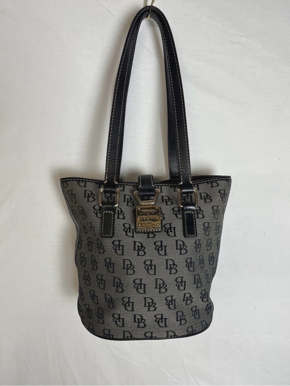 Dooney & Bourke Gray Logo Shoulder Tote with Black Trim